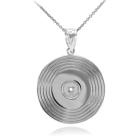 Gold Vinyl Disc Music Recording Pendant Necklace (Available in Yellow/Rose/White Gold)