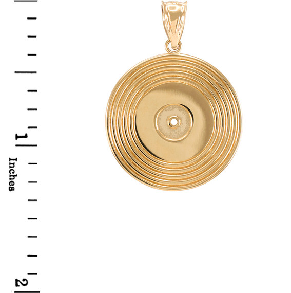 Gold Vinyl Disc Music Recording Pendant Necklace (Available in Yellow/Rose/White Gold)