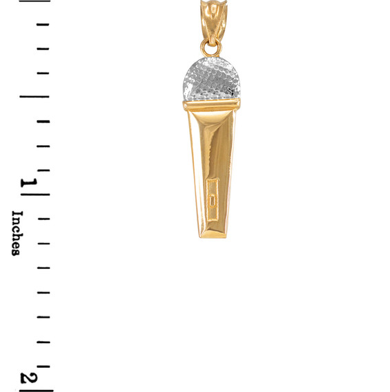 Two-Tone Gold Microphone Pendant Necklace