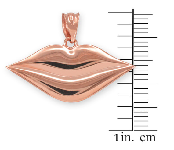 Polished Rose Gold Lips Pendant Necklace