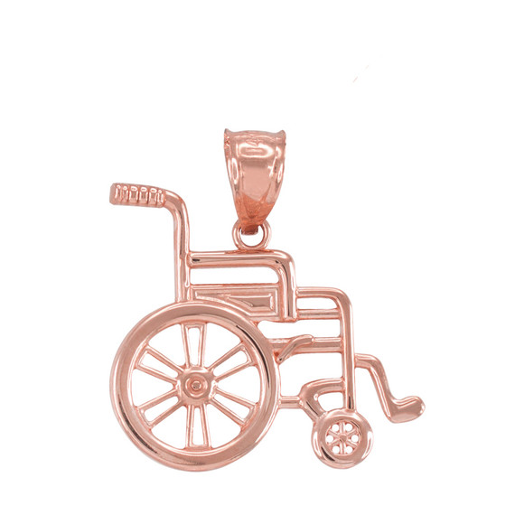 Rose Gold Handicap Disability Awareness Wheelchair Pendant Necklace