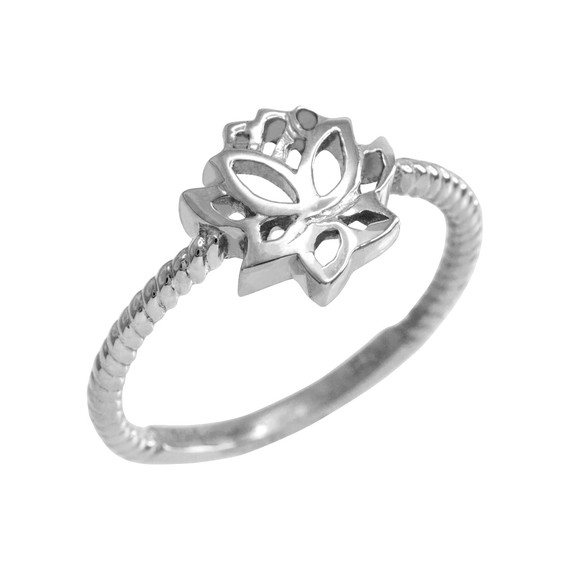 Sterling Silver Beaded Lotus Flower Ring