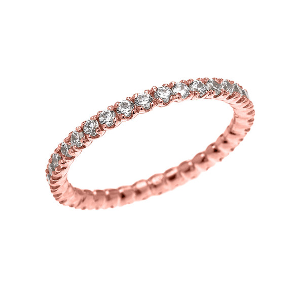 Rose Gold 1.5 Carat Cubic Zirconia Stackable Wedding Band