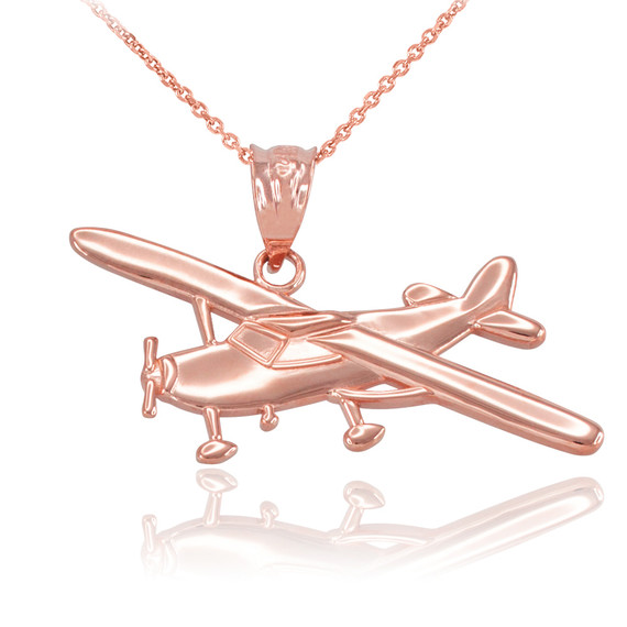 Rose Gold Airplane Pendant Necklace