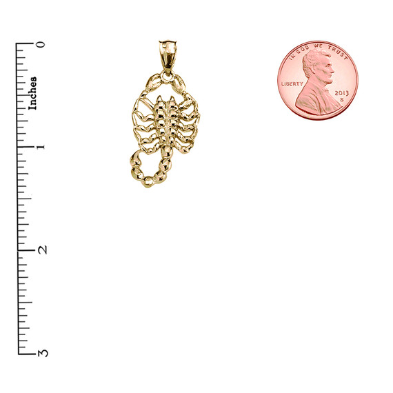 Solid Gold Detailed Scorpion Pendant (Available In Yellow/Rose/White Gold)