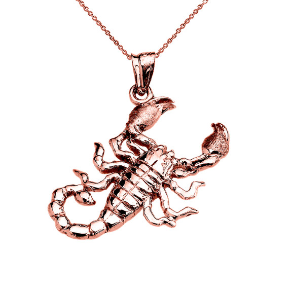 Rose Gold Detailed Sideways Scorpion Pendant Necklace