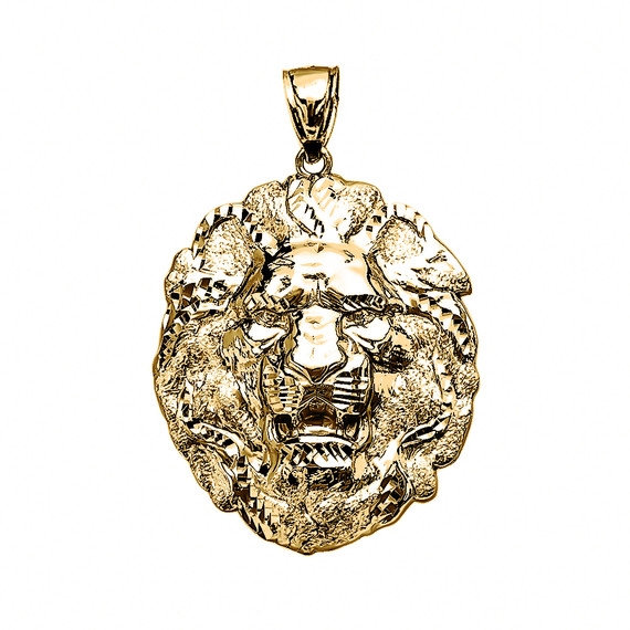 Yellow Gold Textured Lion Pendant