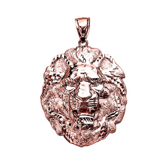 Rose Gold Textured Lion Pendant