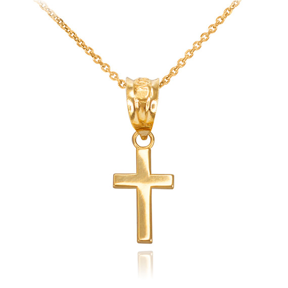 Gold Smooth Mini Cross Necklace (Available in Yellow/Rose/White Gold)
