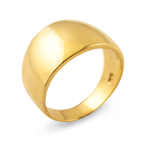 High Polish Solid Gold 11.4 mm Cigar Ring