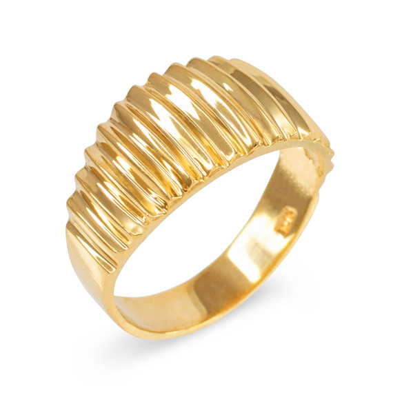 Gold Dome Ribbed Ring