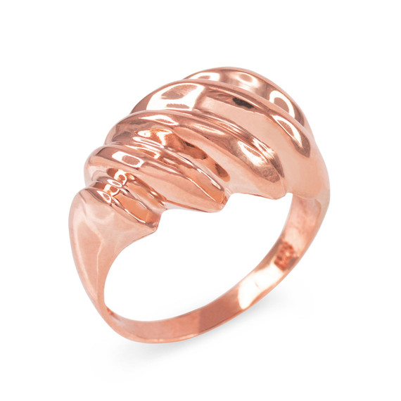 Rose Gold Elegant Domed Ribbed Ring