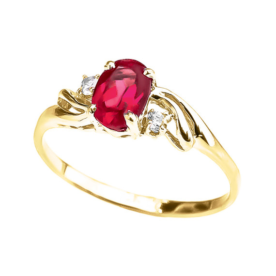 Yellow Gold (LCR) Ruby Oval Solitaire Proposal Ring