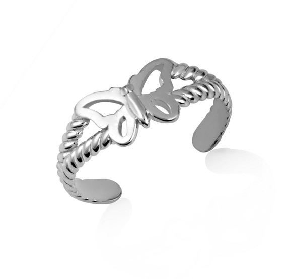 White Gold Butterfly Rope Toe Ring