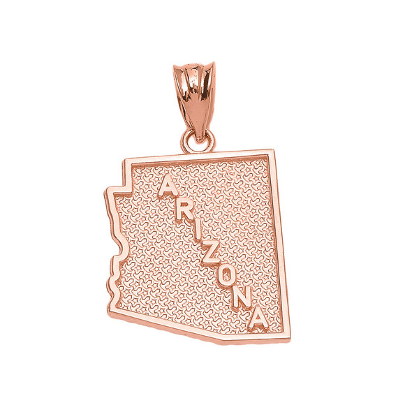 Gold Arizona State Map Pendant Necklace(Available In Yellow/Rose/White Gold)