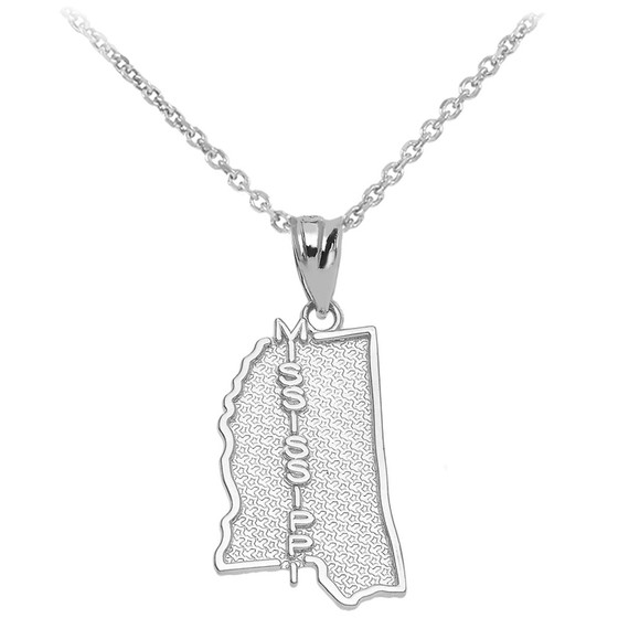 Sterling Silver Mississippi State Map Pendant Necklace