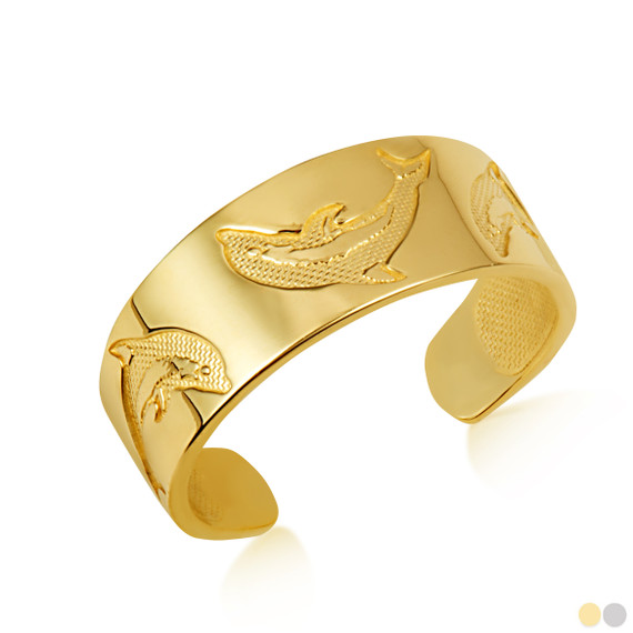 Gold Woman's Chic Dolphin-Inspired Toe Ring