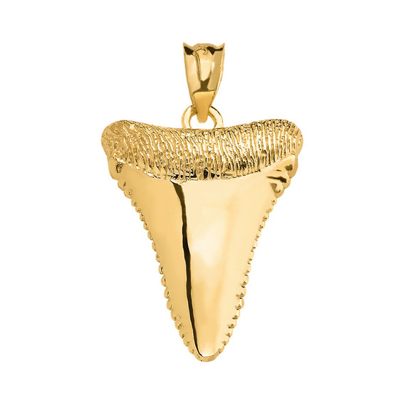 Gold Polished Shark Tooth Pendant Necklace (Available in Yellow/Rose/White Gold)