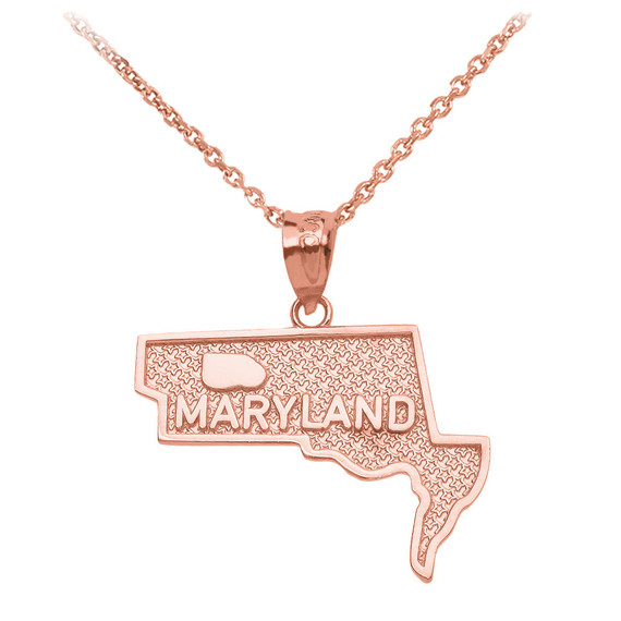 Gold Maryland State Map Pendant Necklace(Available in Yellow/Rose/White Gold)
