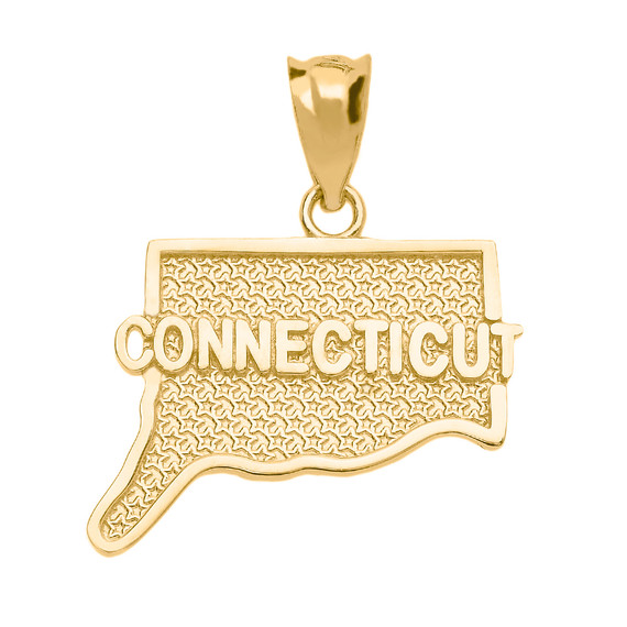 Yellow Gold Connecticut State Map Pendant Necklace