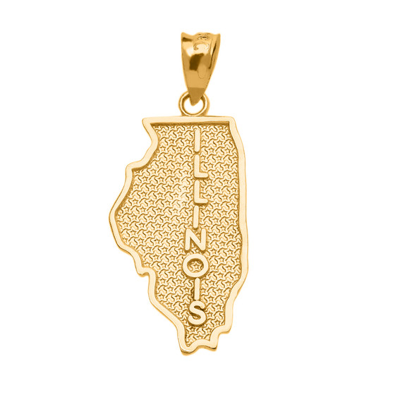 Gold Illinois State Map Pendant Necklace (Available in Yellow, Rose and White)