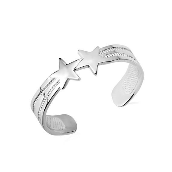 .925 Sterling Silver Woman's Starlit Toe Ring