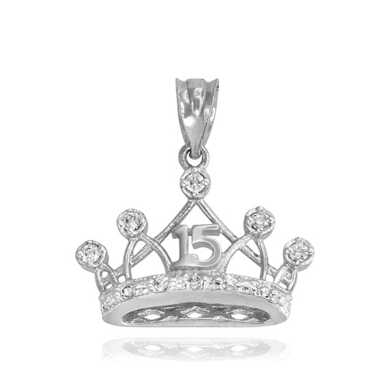 White Gold Quince Crown Pendant Necklace