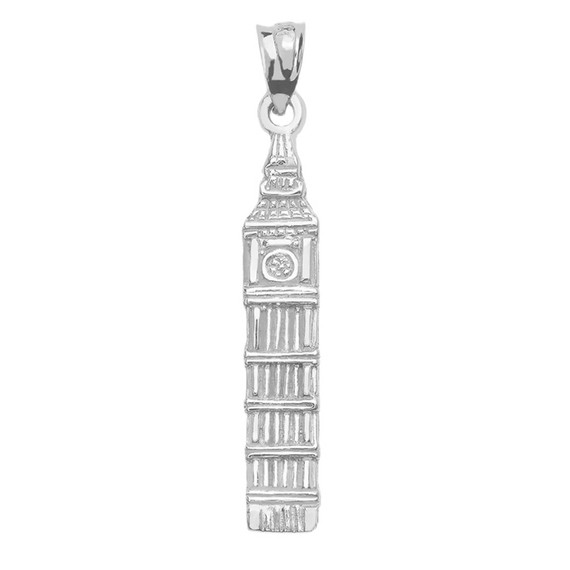 .925 Sterling Silver  London's Big Ben Clock Tower Pendant Necklace