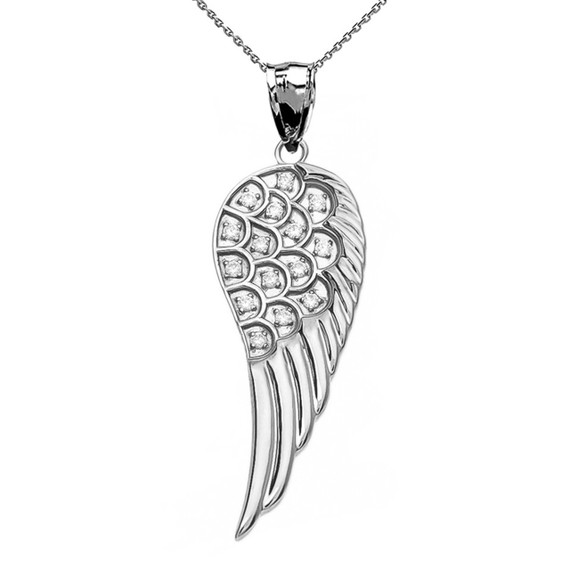 Fancy Gold Diamond Angel Wing Pendant Necklace (Available in Yellow/Rose/White Gold)