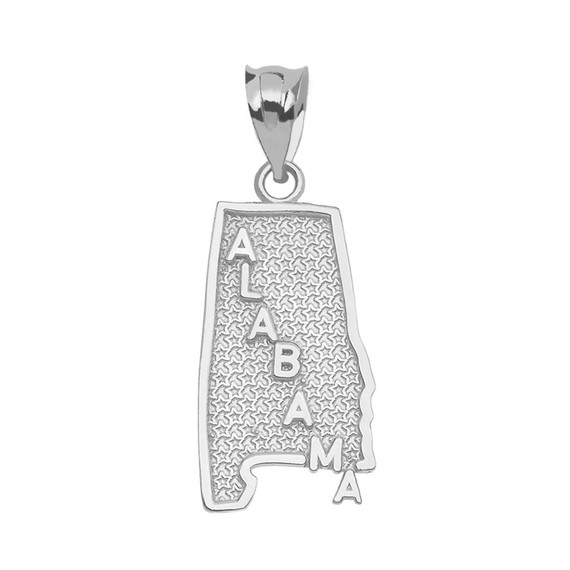 Sterling Silver Alabama State Map Pendant Necklace
