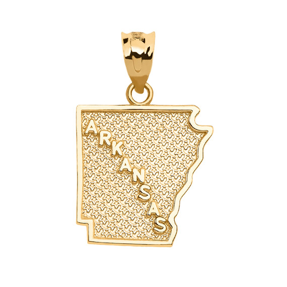 Yellow Gold Arkansas State Map Pendant Necklace