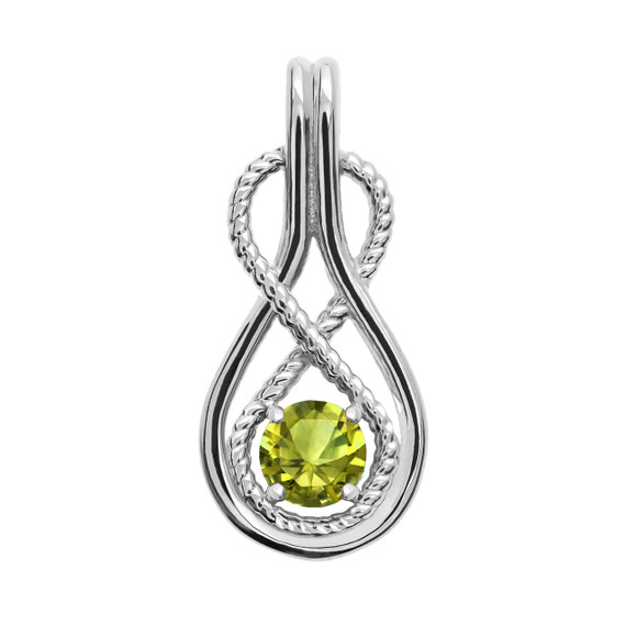 Infinity Rope August Birthstone Peridot White Gold Pendant Necklace