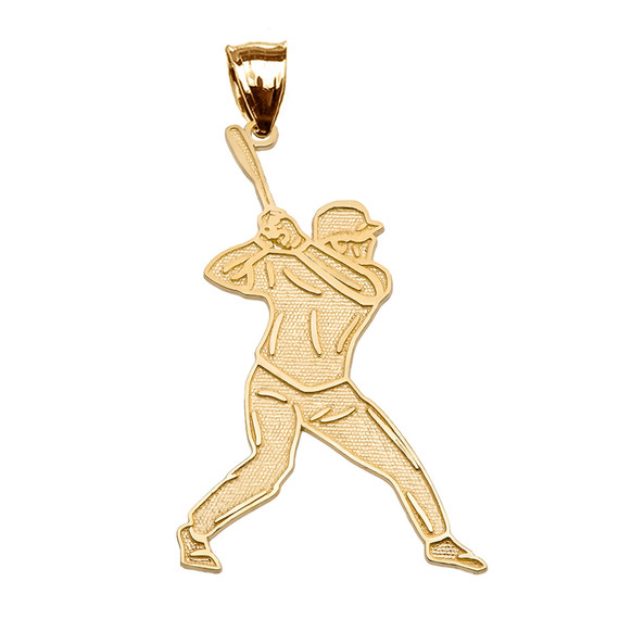 Baseball Player Sports Gold Pendant Necklace (Available in Yellow/Rose/White Gold)