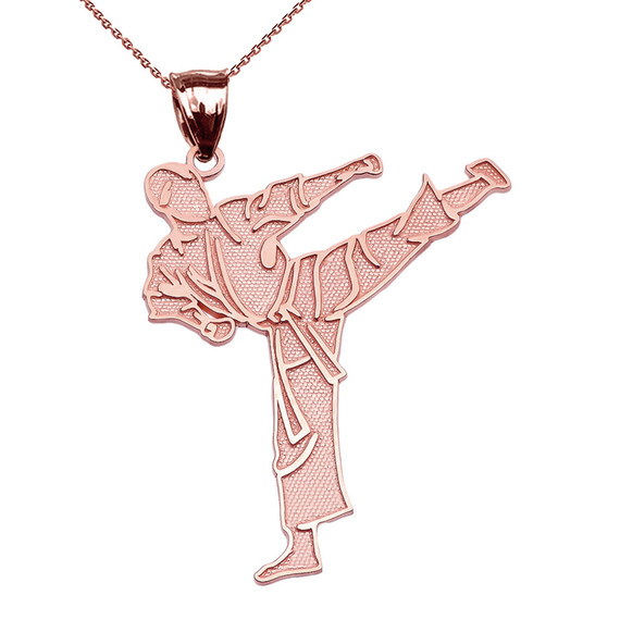 Karate Martial Arts Gold Pendant Necklace (Available in Yellow/Rose/White Gold)