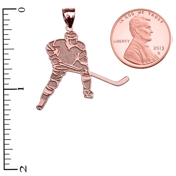 Hockey Player Sports Rose Gold Pendant Necklace