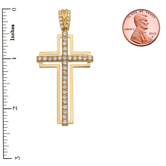 Gold 2 Carat Cubic Zirconia Cross Pendant (Available in Yellow/Rose/White Gold)