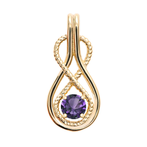 Yellow Gold Infinity Rope June Birthstone Alexandrite Pendant