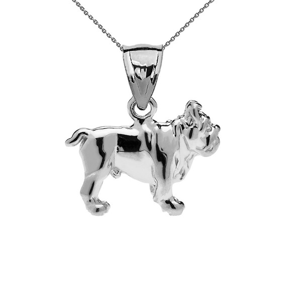 White Gold Bulldog Pendant Necklace