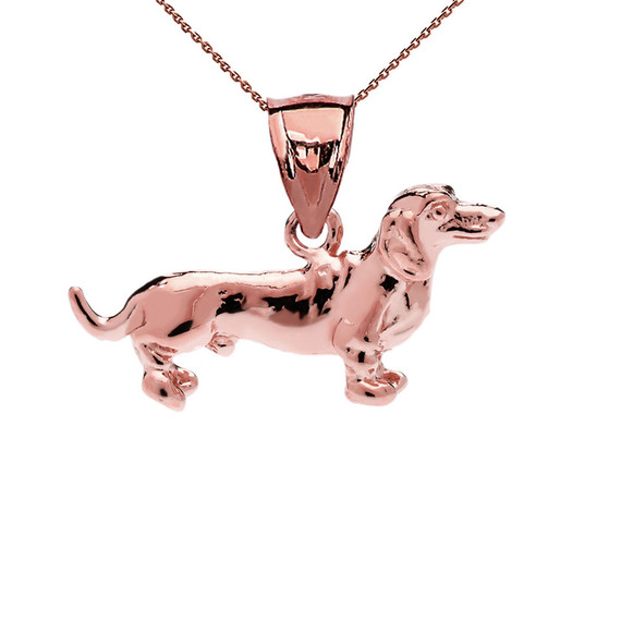 Rose Gold Dachshund Pendant Necklace