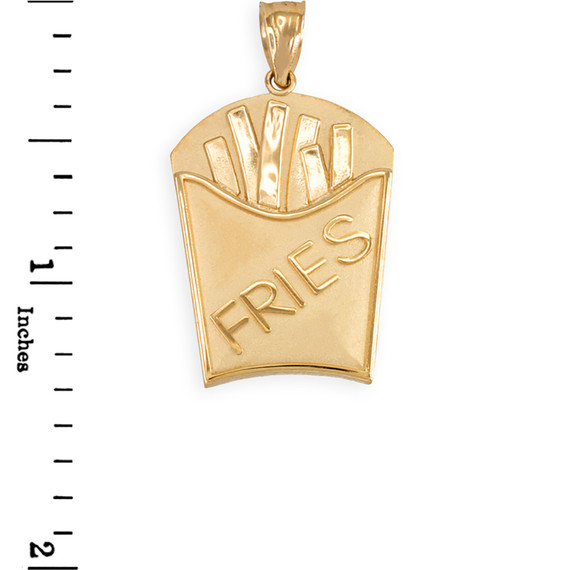 Gold French Fries Pendant Necklace (Available in Yellow/Rose/White Gold)