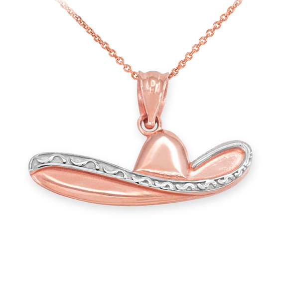 Gold Sombrero Hat Pendant Necklace (Available in Yellow/Rose/White Gold) Gold Sombrero Hat Pendant Necklace (Available in Yellow/Rose/White Gold)