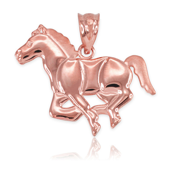 Gold Running Horse Pendant Necklace (Available in Yellow/Rose/White Gold)
