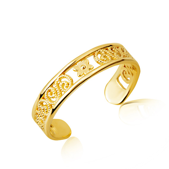 Gold Woman's Bohemian Chic Floral Toe Ring