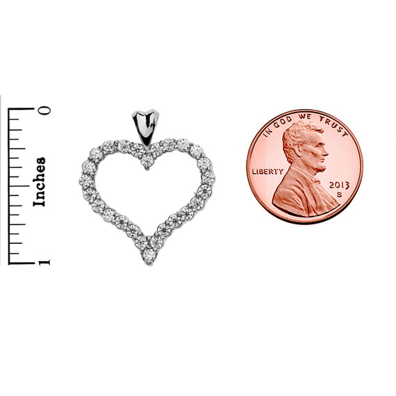 1.5 Carat Cubic Zirconia White Gold Heart Pendant Necklace