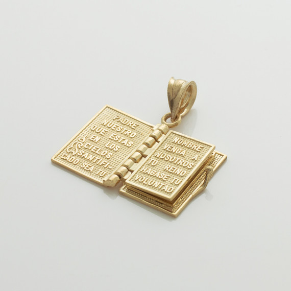 Yellow Gold 3D Spanish Bible Pendant