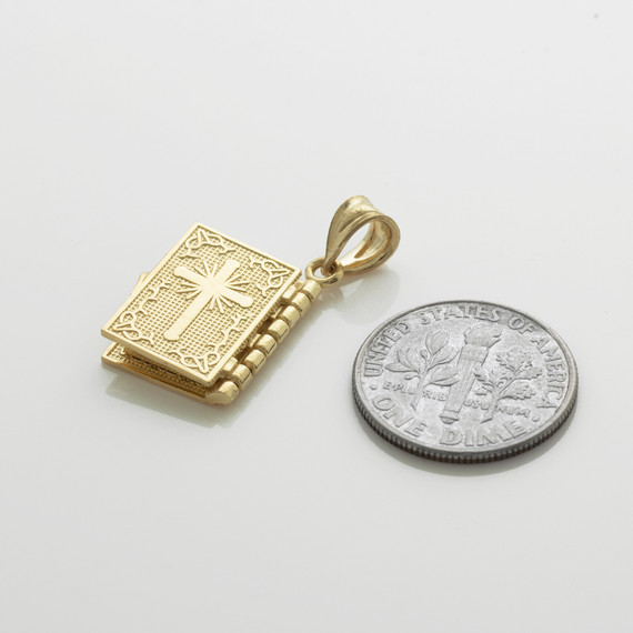 Yellow Gold 3D Spanish Bible Pendant