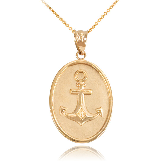 Yellow Gold Anchor Pendant Necklace