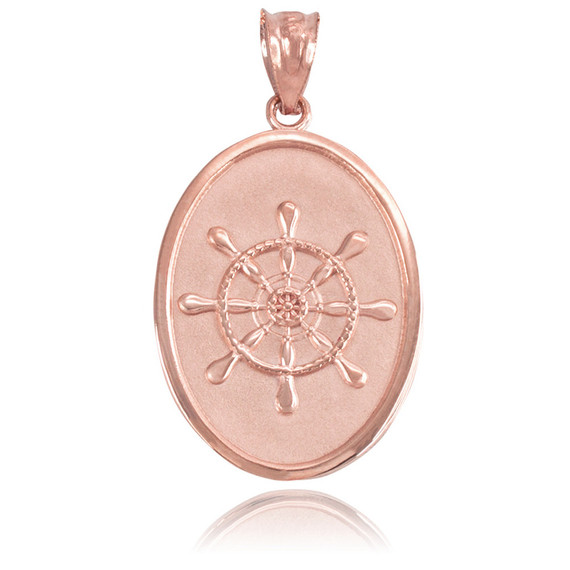 Rose Gold Ship Wheel Pendant