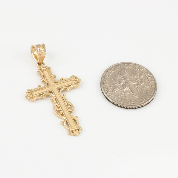 Yellow Gold Latin Fancy Cross Pendant