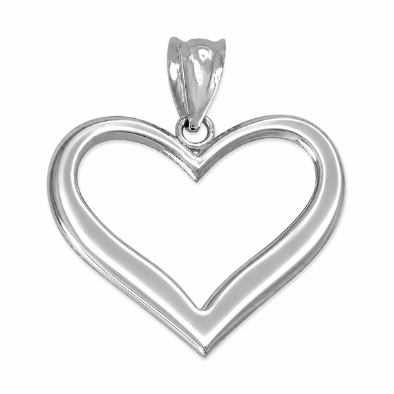Gold Polished Open Heart Pendant Necklace (Available in Yellow/Rose/White Gold)